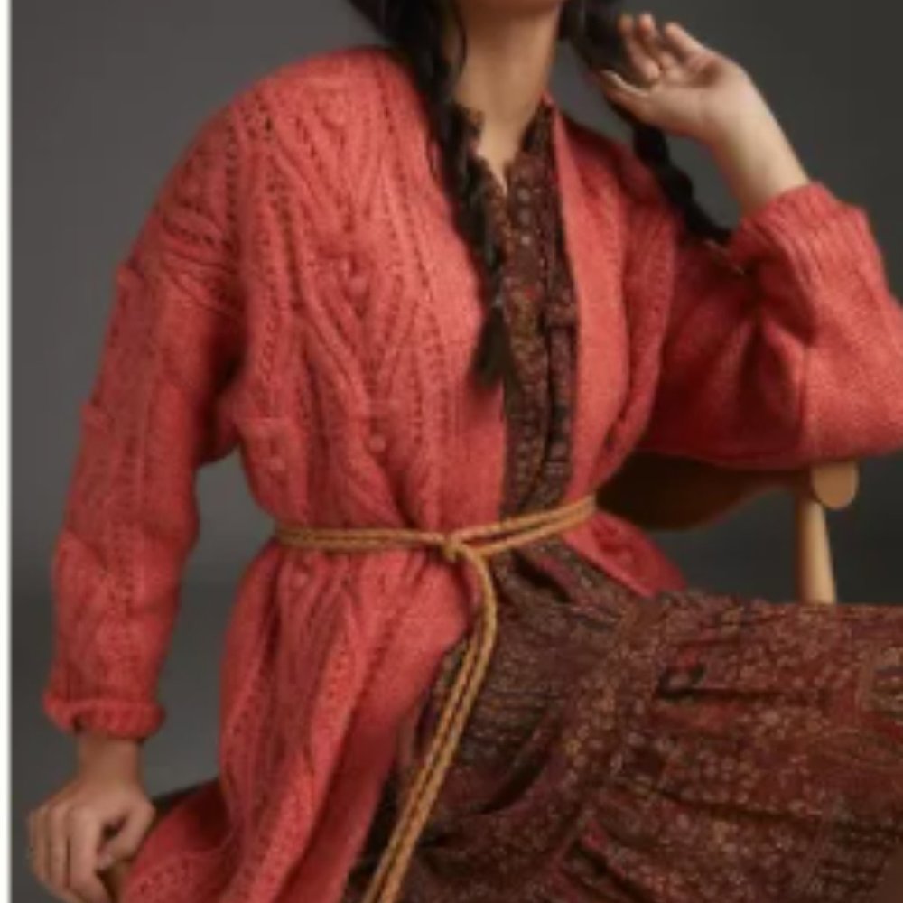 Anthropologie chunky knit, oversized coral sweater